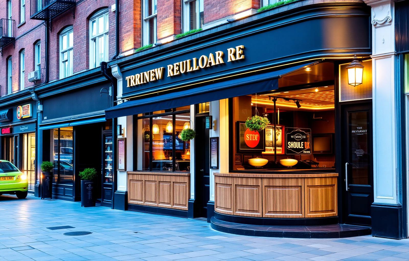 UK restaurant exterior on a busy London street, illustrating location analysis for new restaurant openings