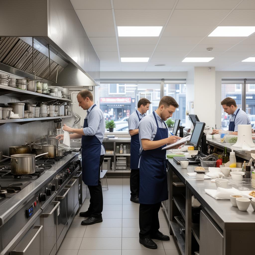 Restaurant kitchen being restructured with new operational systems and improved efficiency