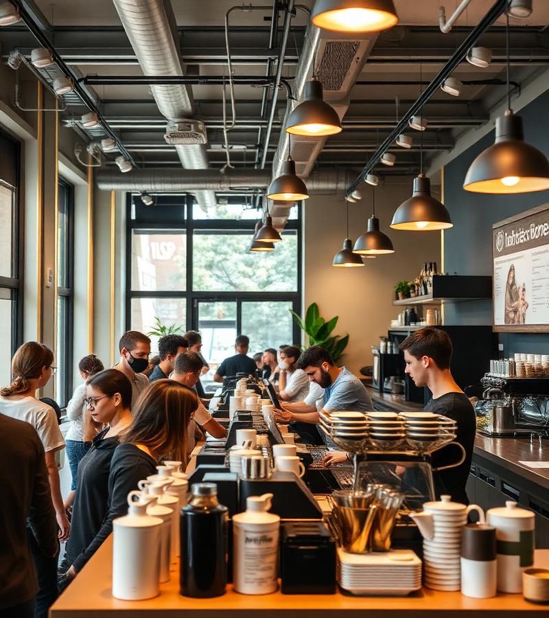 Busy coffee shop with consistent daily operations