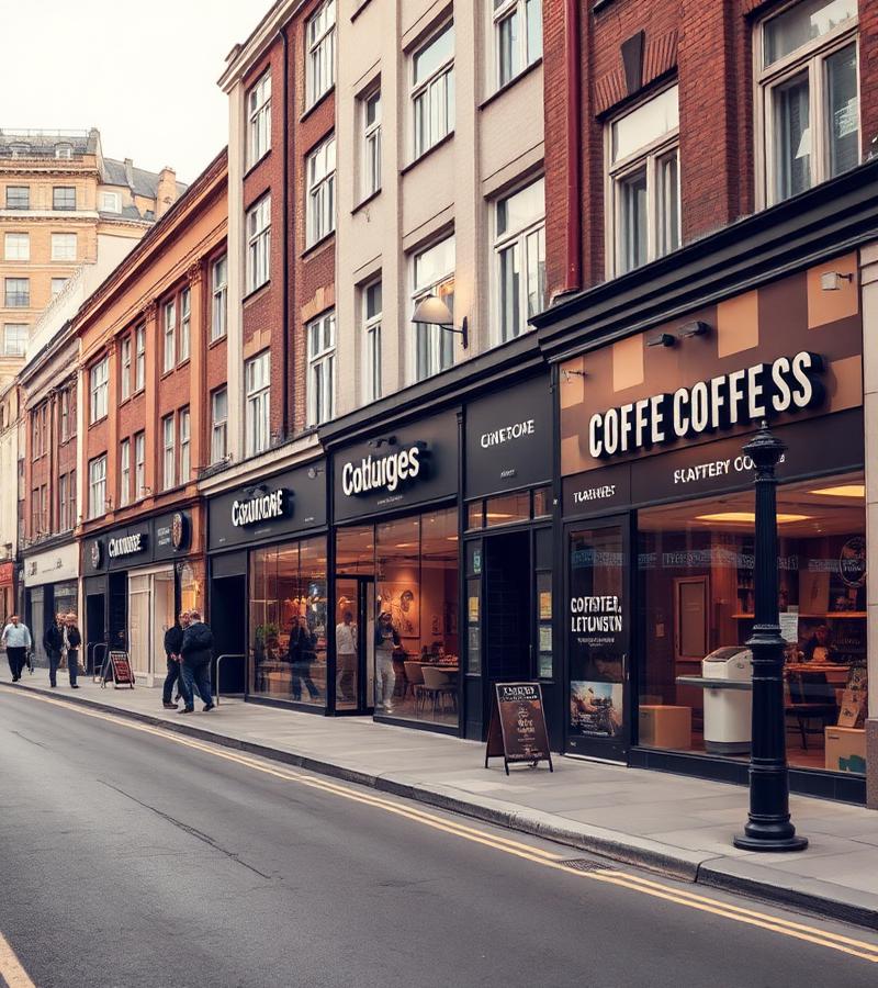 Multiple coffee shop locations on UK high street
