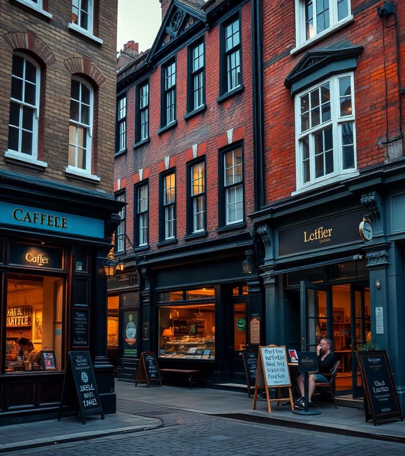 UK high street with independent coffee shops